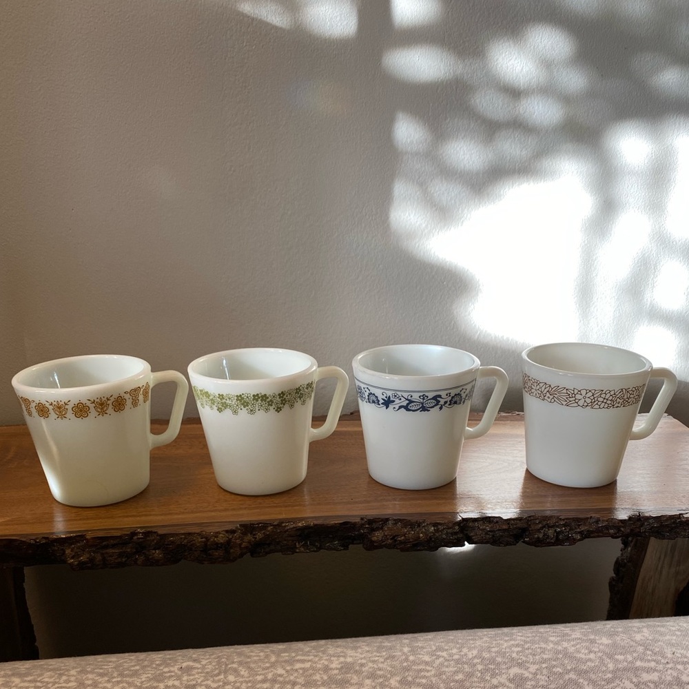 Set of 4 Assorted Vintage Pyrex Mugs